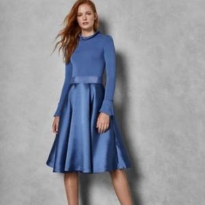 Ted Baker Zadi Frill Cuff Dress Full Skirt Blue 2